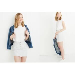 Madewell Stretch A-Line Mini Skirt Pompano Stripe: Button-Front Edition Size 26